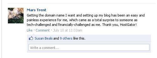 HostGator domain reg testimonial by Mars