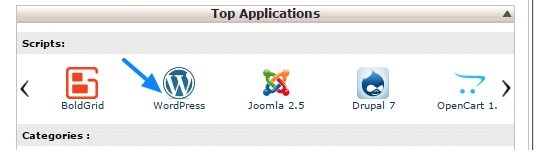 Select WordPress in Softaculous