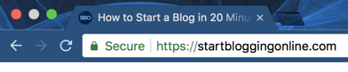 SSL green padlock for starbloggingonline.com
