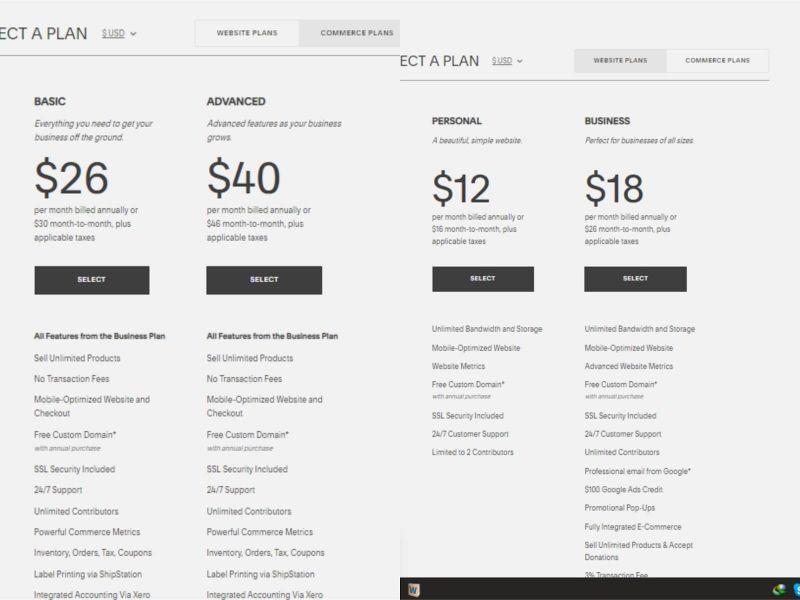 squarespacepricing plan