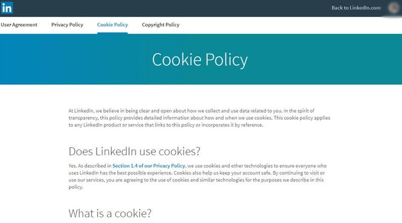 cookie policy page example