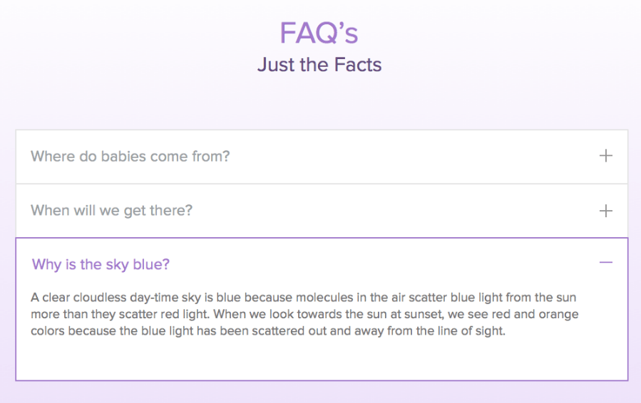 FAQ page example