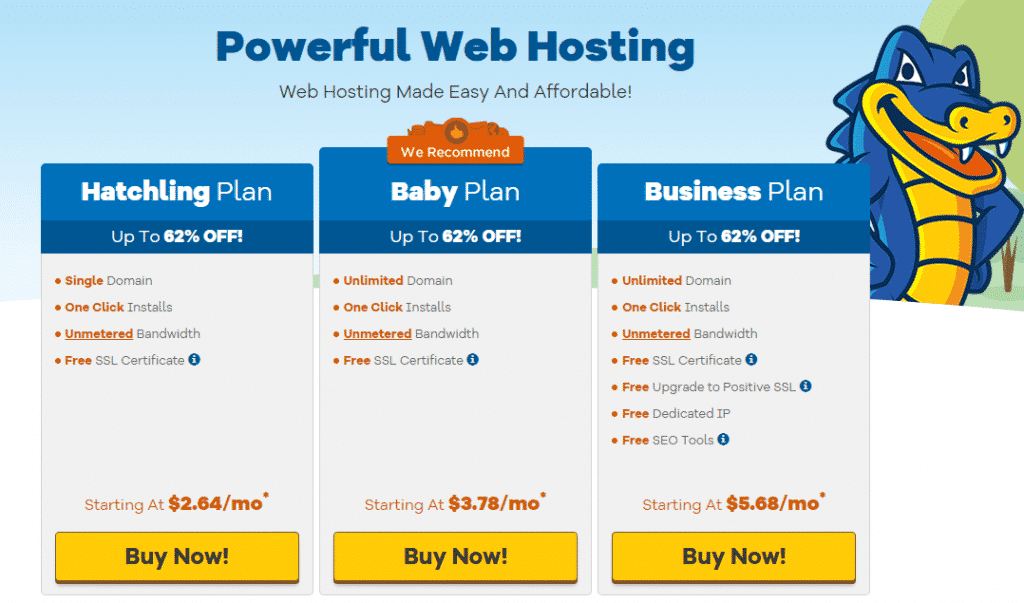 hostgator hosting plans