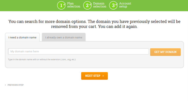 Hostpapa domain selection