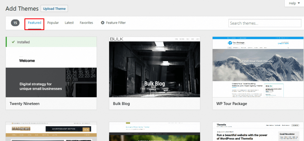 All WordPress featured themes