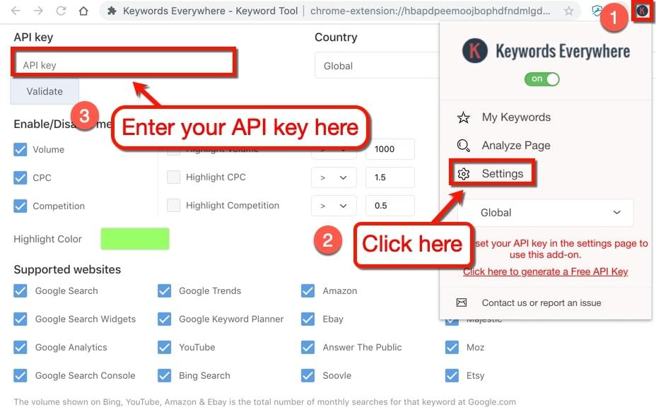 Enter your API key