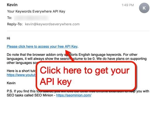 Keywords Everywhere API key