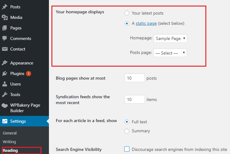 wordpress-homepage-displays