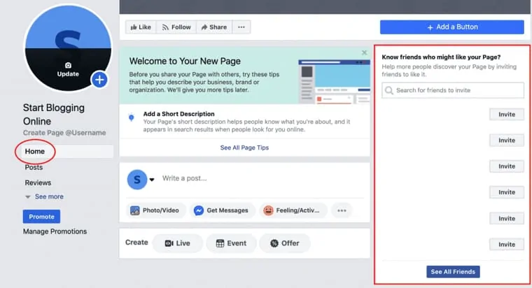 Invite people to like your Facebook blog page