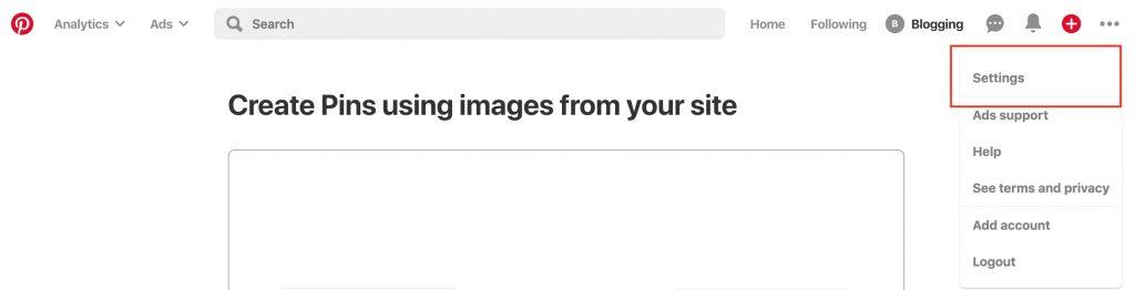Pinterest settings