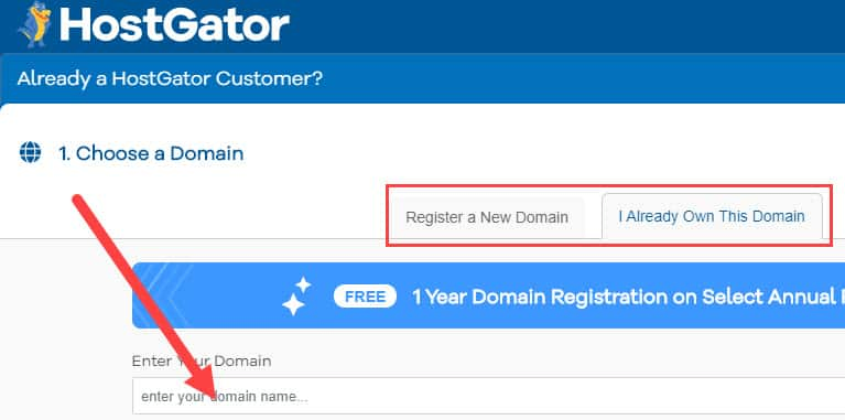 HostGator free promotional domain