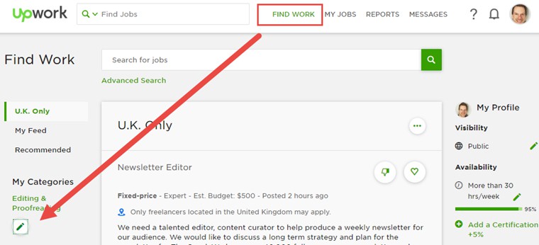 Finding work and clients on Upwork