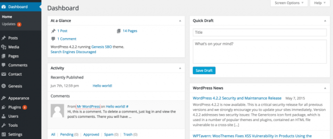 Your WordPress dashboard Your WordPress dashboard